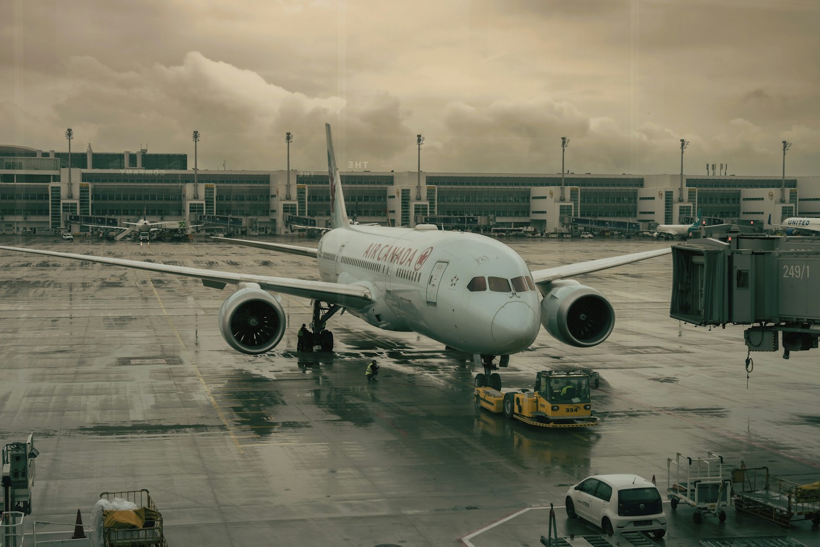 an airplane on the runway